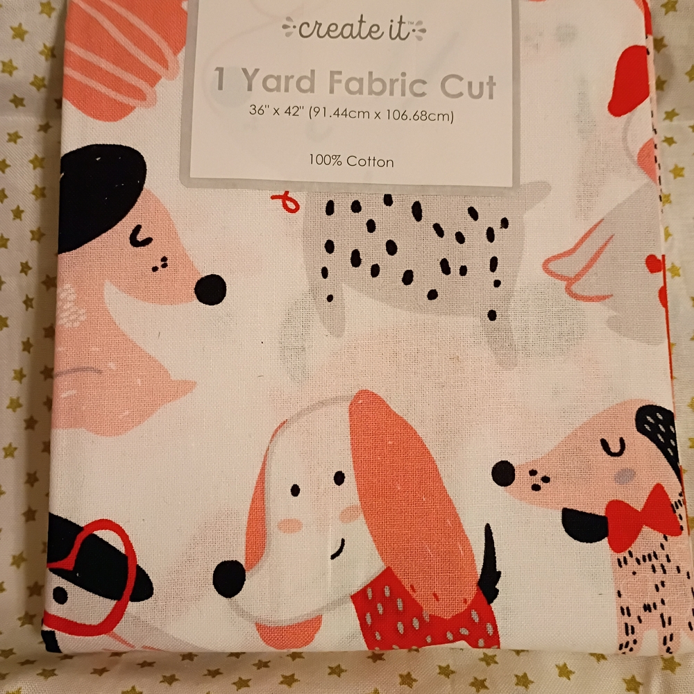 Dog Pattern Fabric Cut - Pink, Black, White 1 Yard